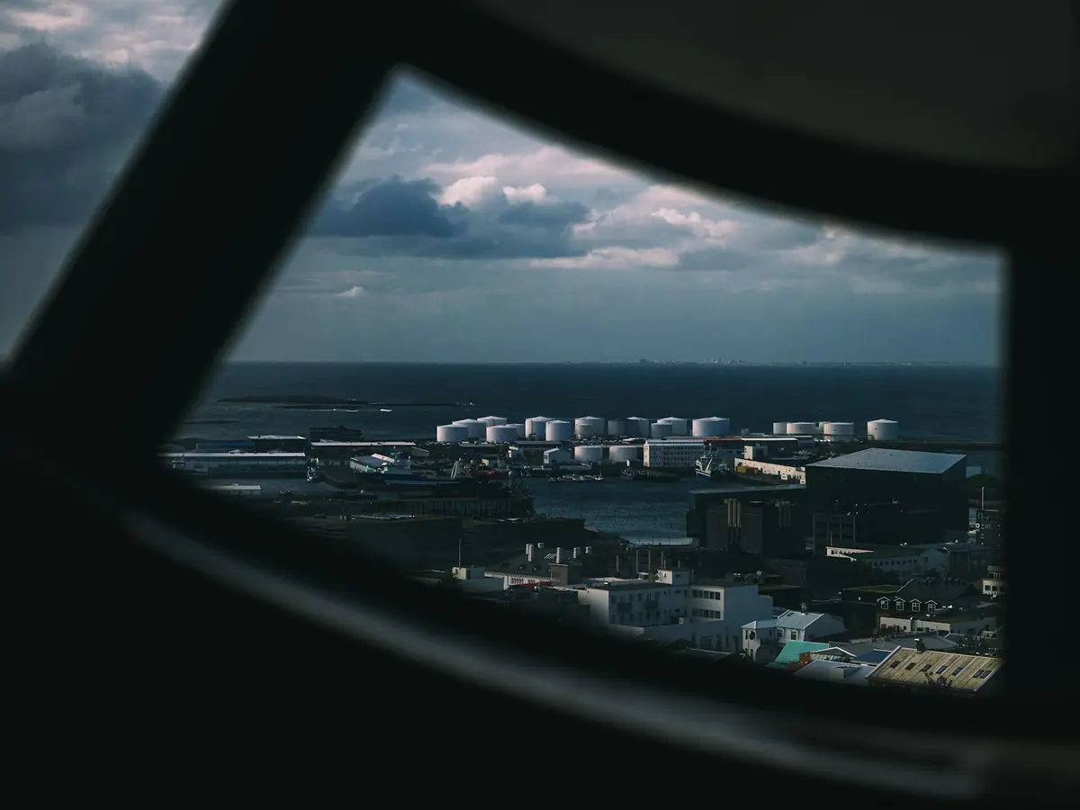 Tank farm seen from a ship