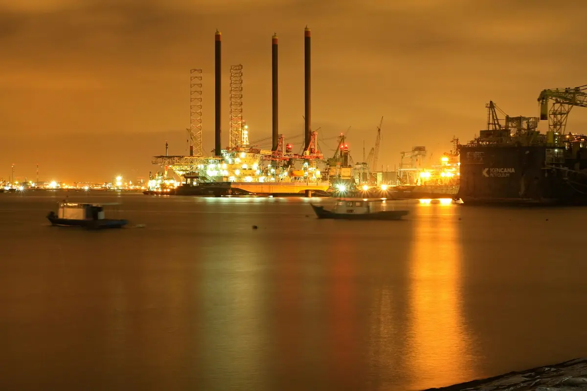 Refinery lights across the water